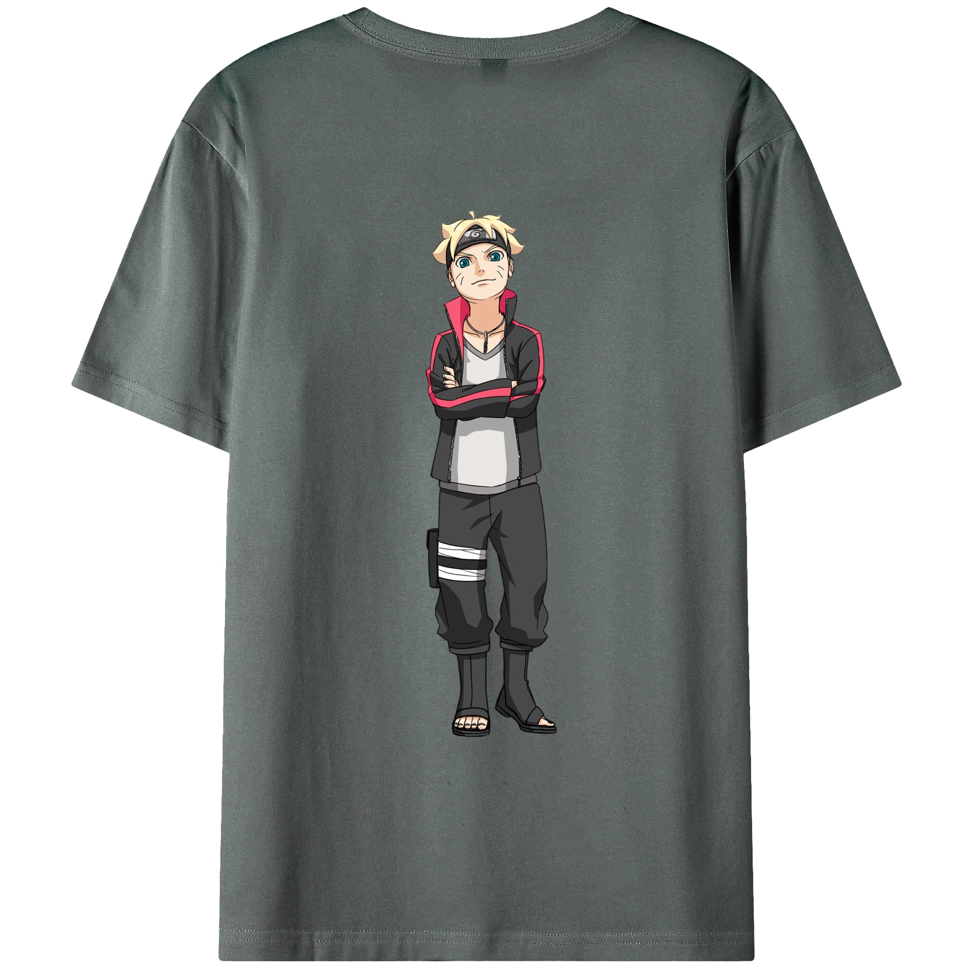 （画像用） NARUTO -ナルト- うずまき ボルト Uzumaki Boruto 綿100％ メンズ半袖Tシャツ（バックプリント） 通気性
